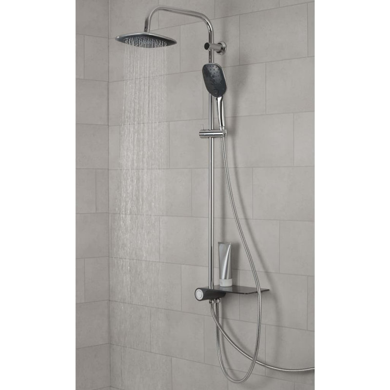Belfry Bathroom Schütte Overhead Shower Set with Lateral Tray AquaStar Wayfair.co.uk